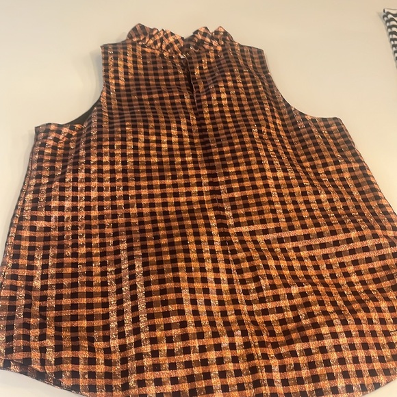 J.Crew metallic checkered top sz S - Picture 5 of 8